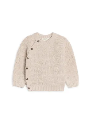 Heather Oat Seed Stitch Knit Sweater