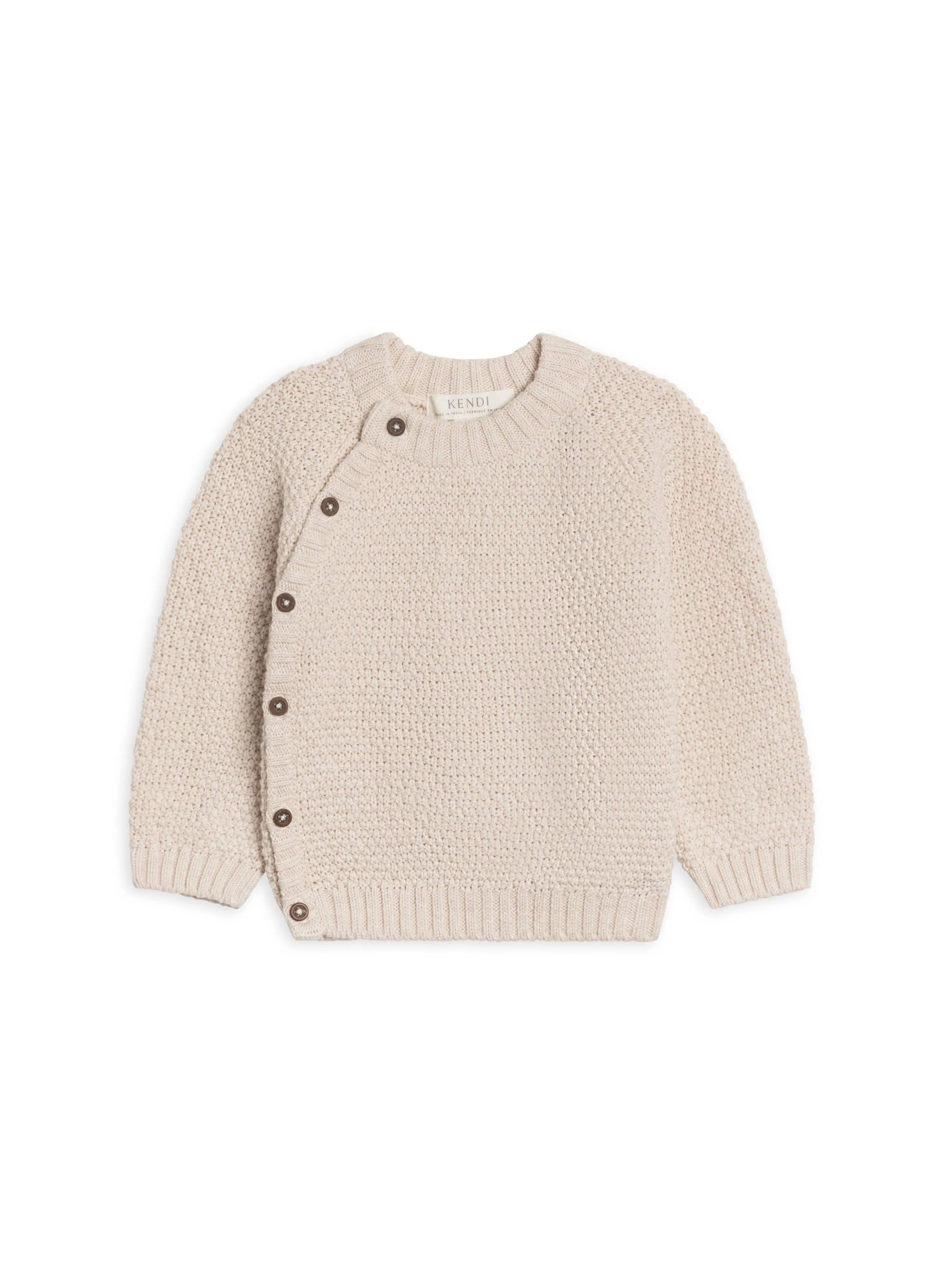Heather Oat Seed Stitch Knit Sweater