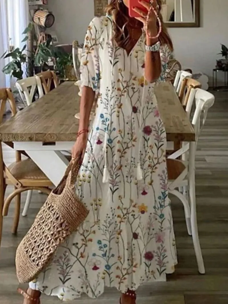 Hestia - Breezy Printed Woman's Summer Dress