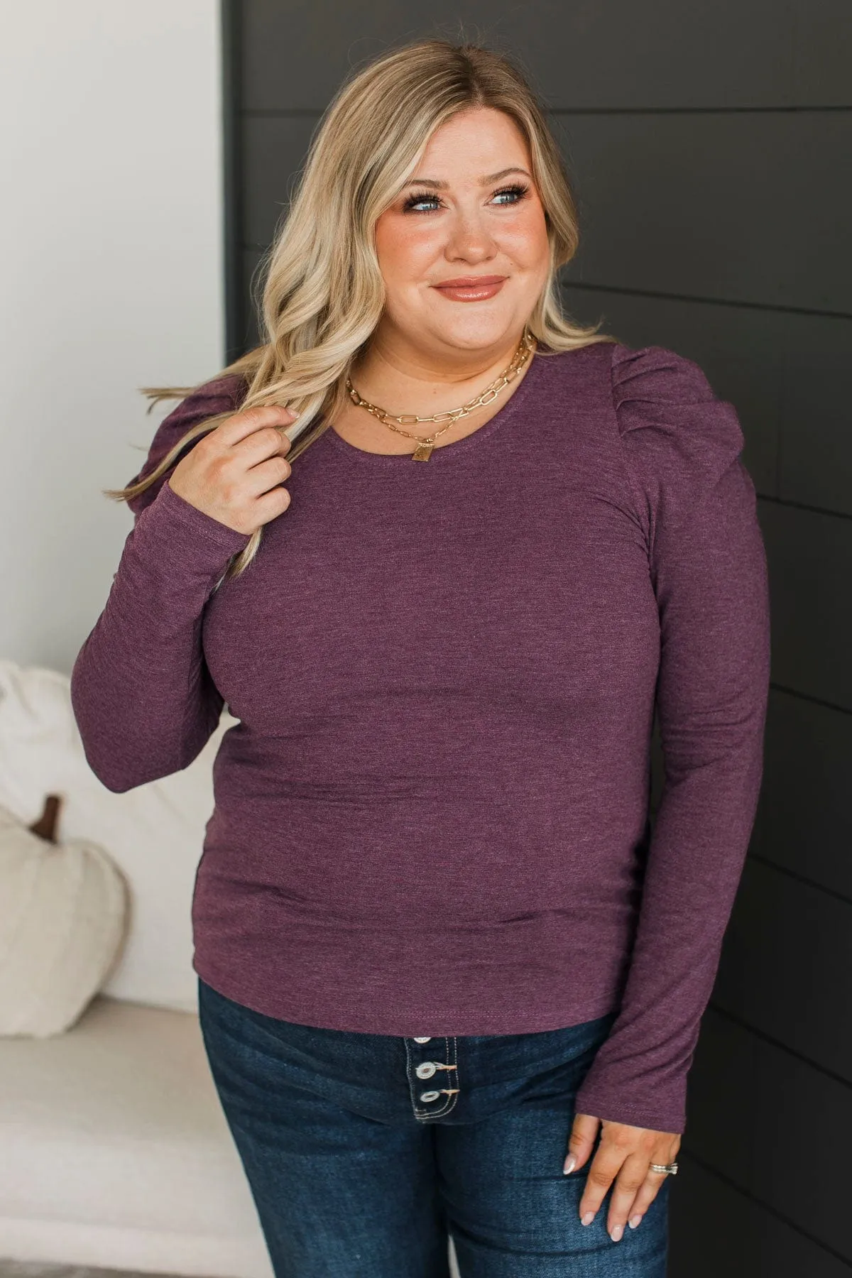 Holding Hands Long Sleeve Top- Plum