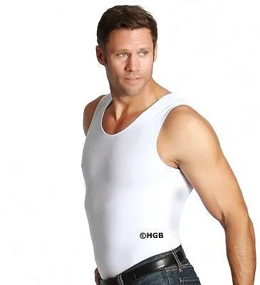 INSTASLIM Compression Muscle Tank Top Mens Slimming Shirt WHITE All Sizes NEW