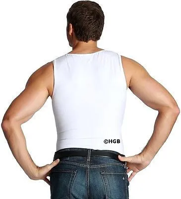 INSTASLIM Compression Muscle Tank Top Mens Slimming Shirt WHITE All Sizes NEW