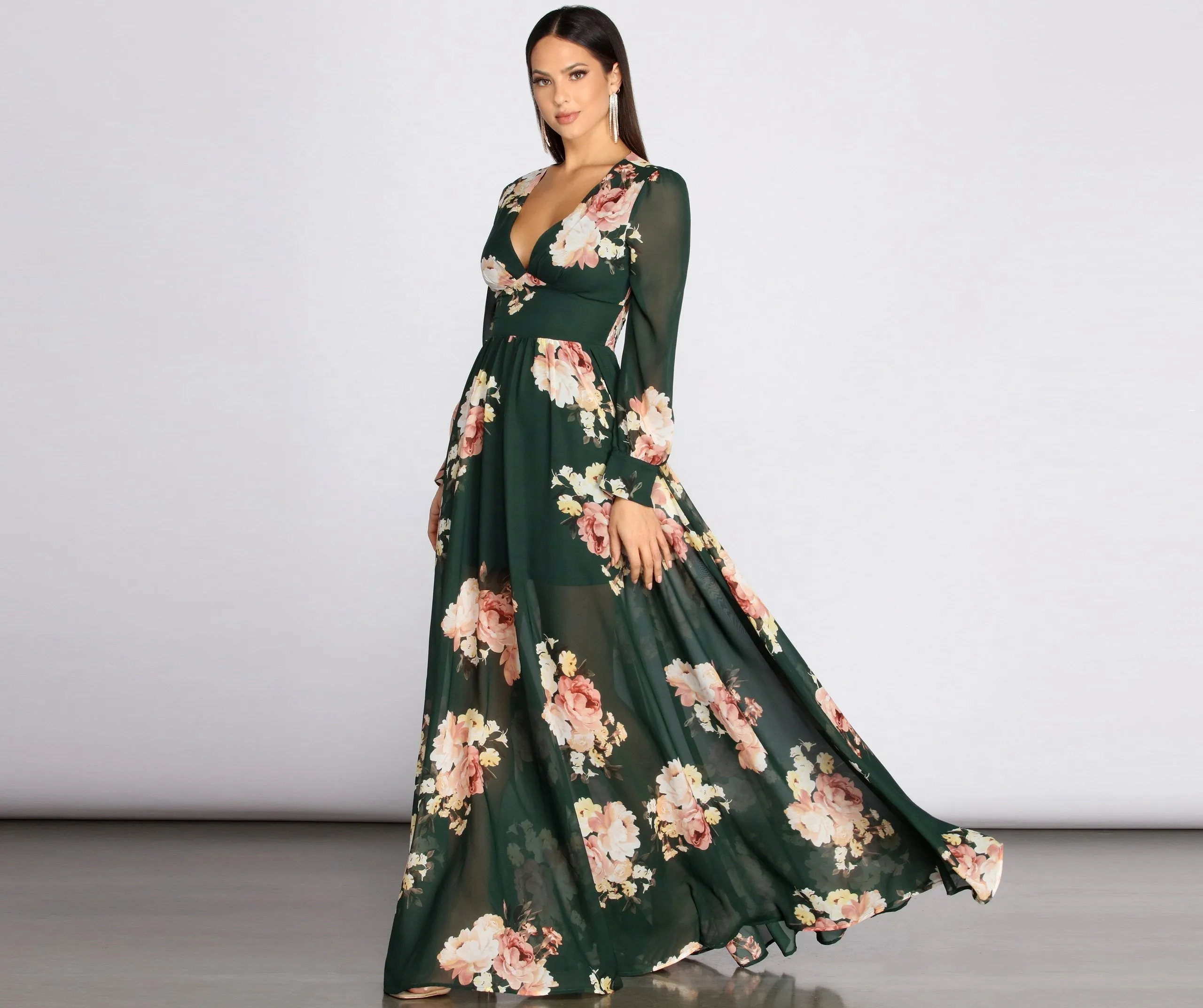 Irina Floral Stylish Chiffon A-Line Dress
