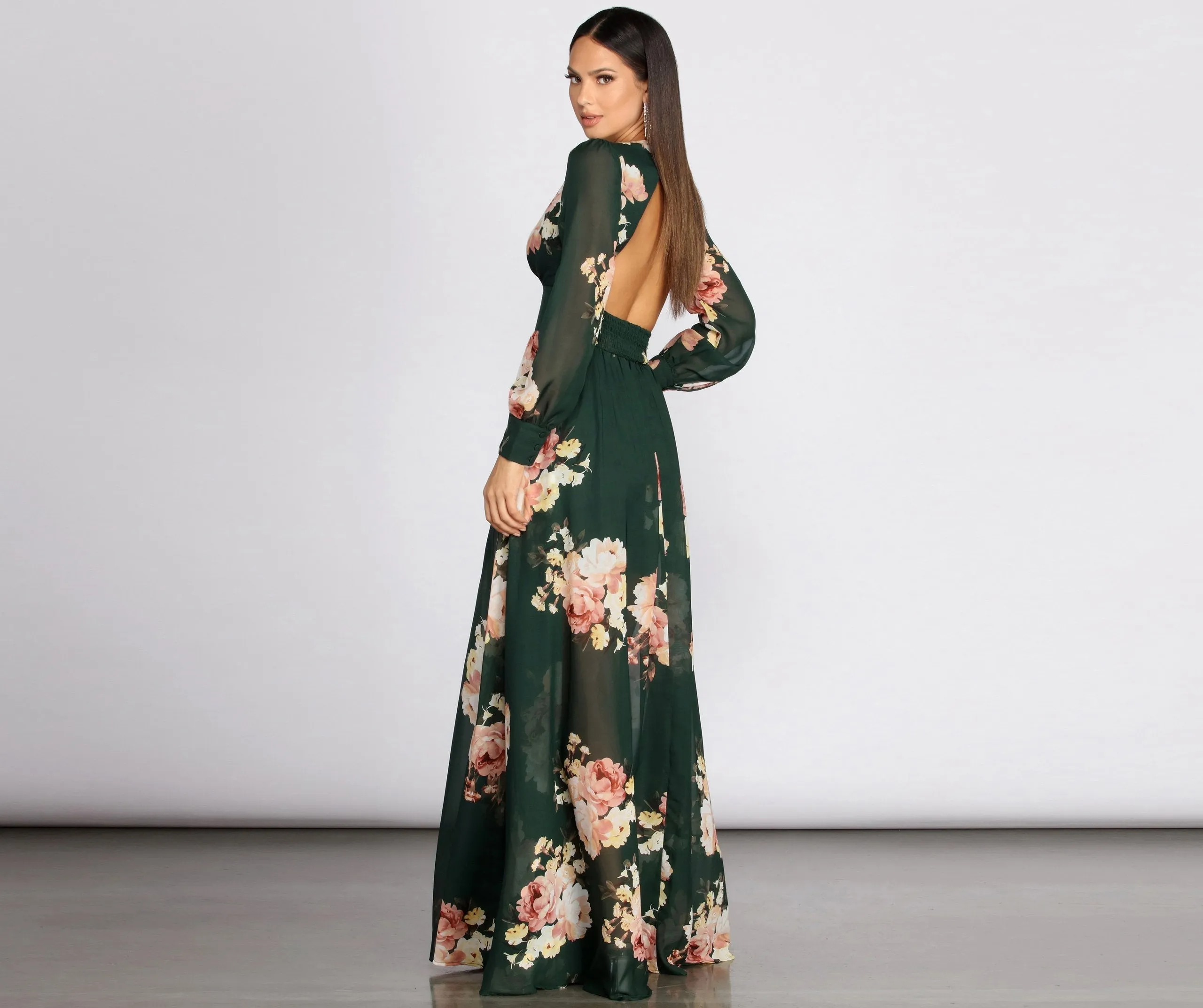 Irina Floral Stylish Chiffon A-Line Dress