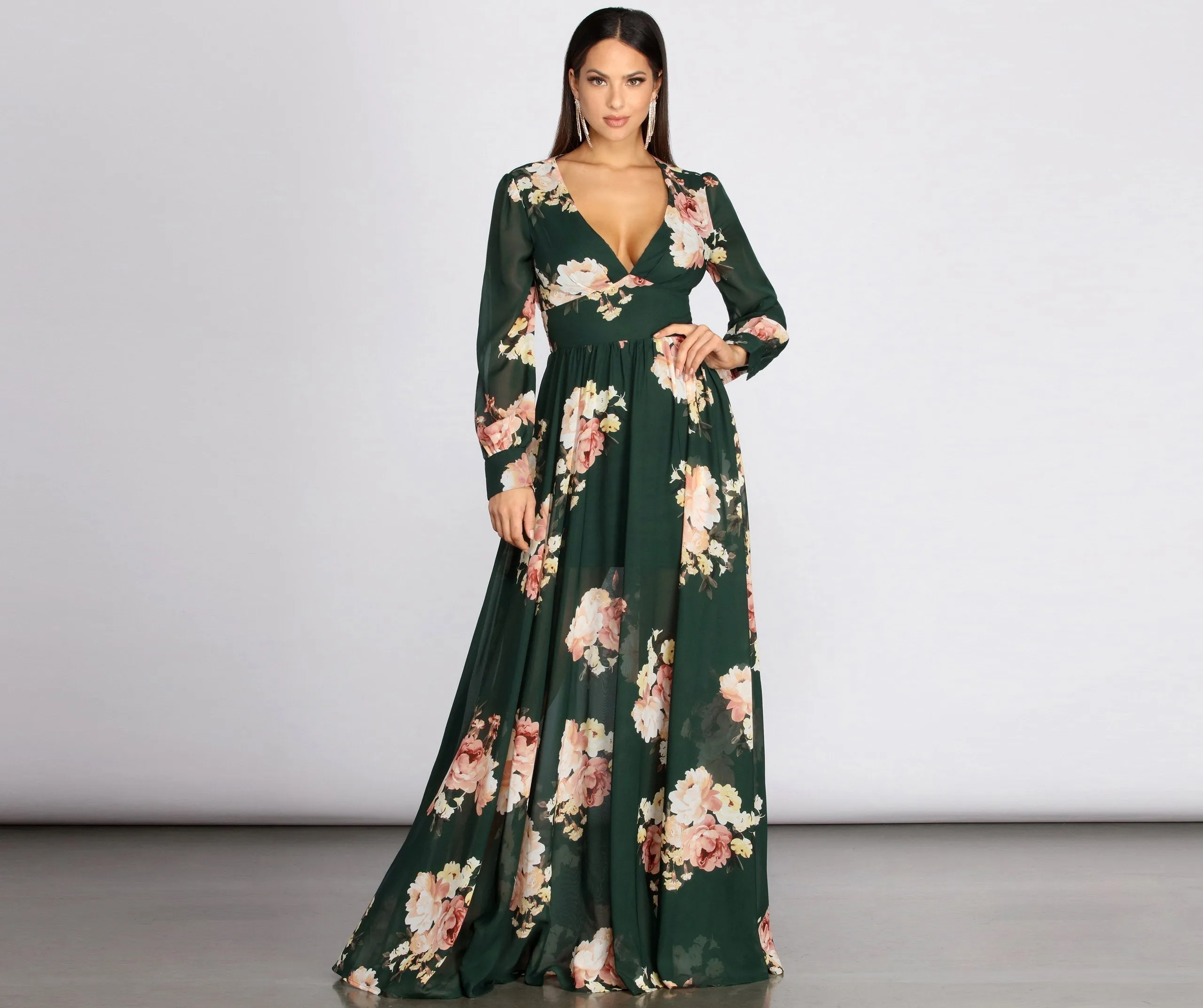 Irina Floral Stylish Chiffon A-Line Dress