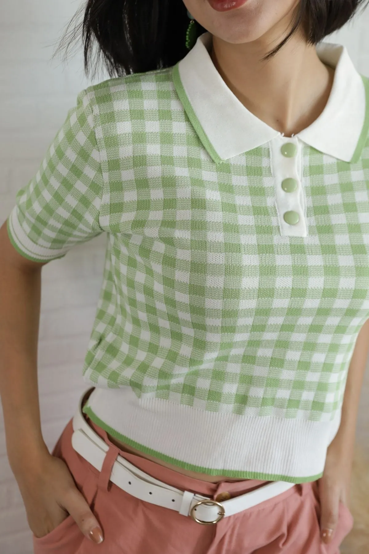 JENNA Plaid Knit Shirt (Green)