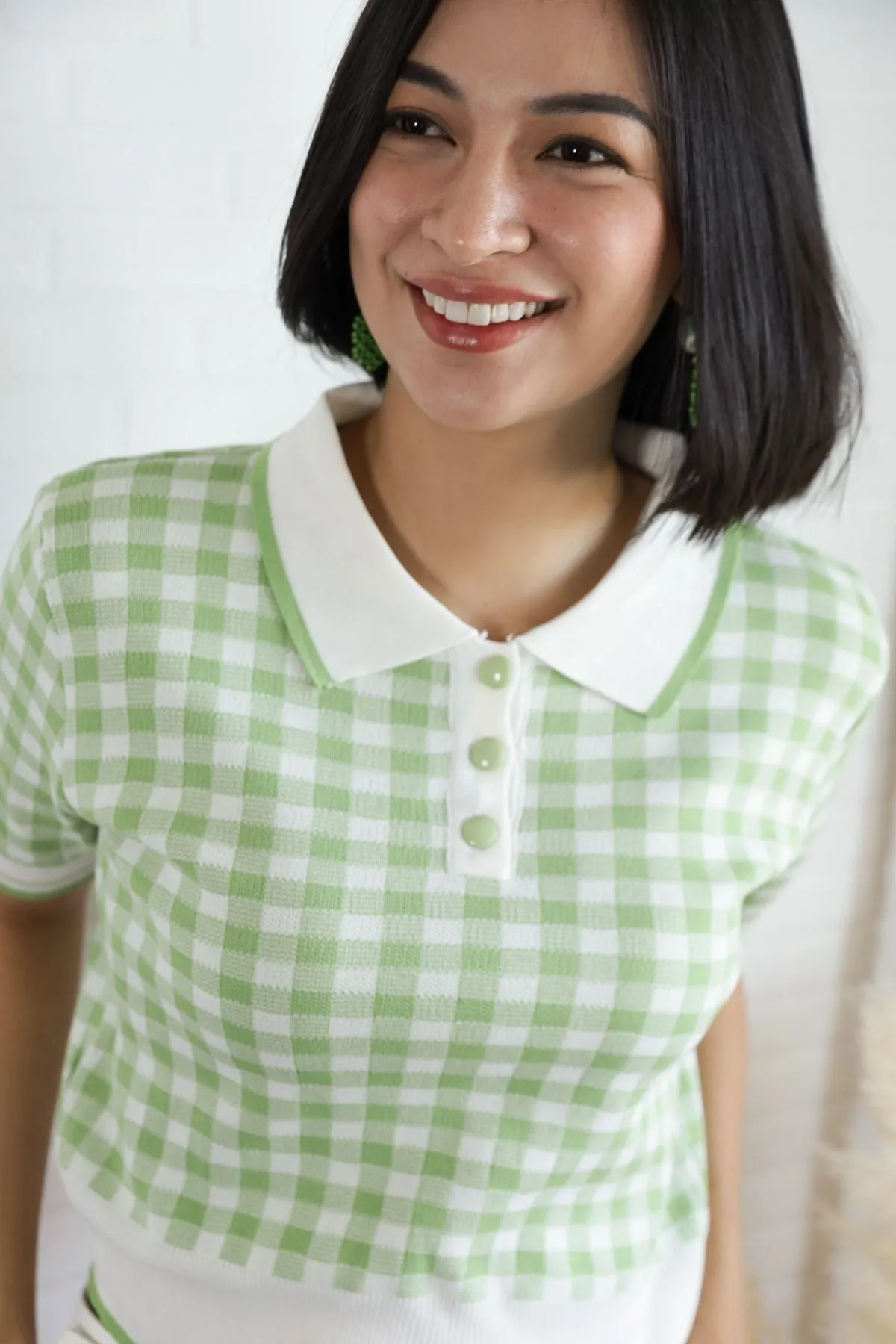 JENNA Plaid Knit Shirt (Green)
