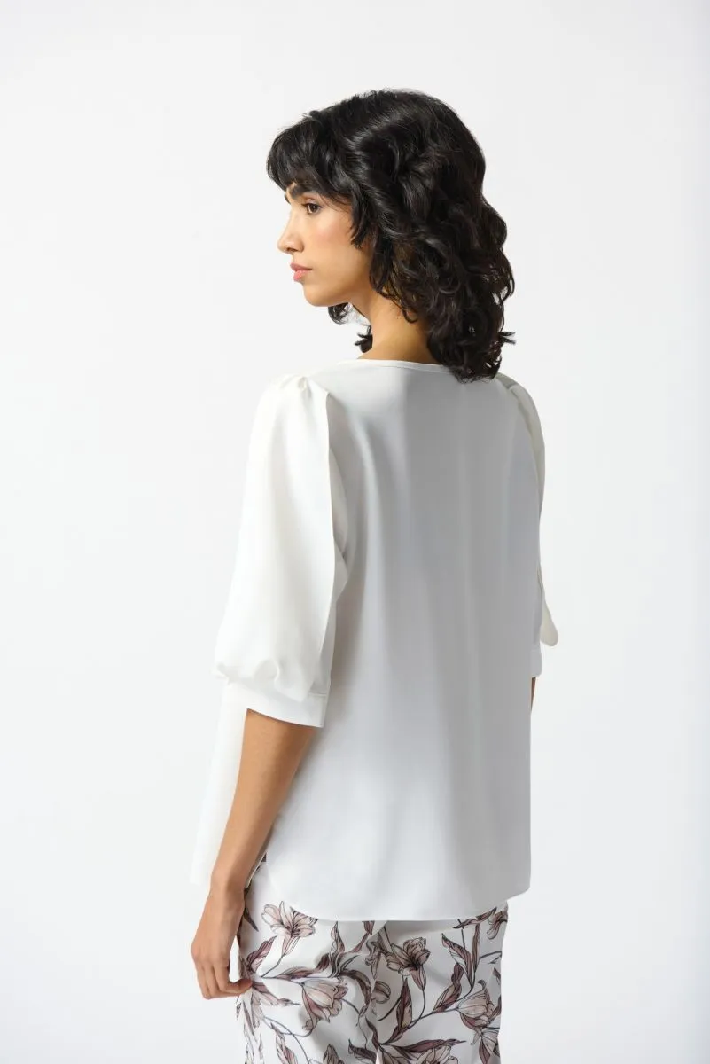Joseph Ribkoff Vanilla Tiered Statement Puff Sleeve Lightweight Top 242061