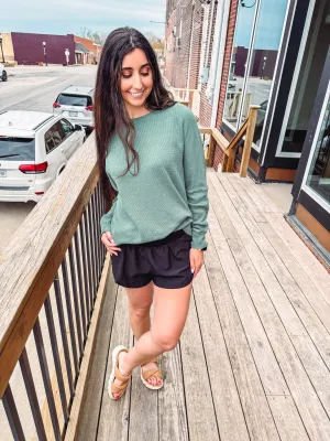 Kaya- Waffle Ribbed Round Neck Pullover
