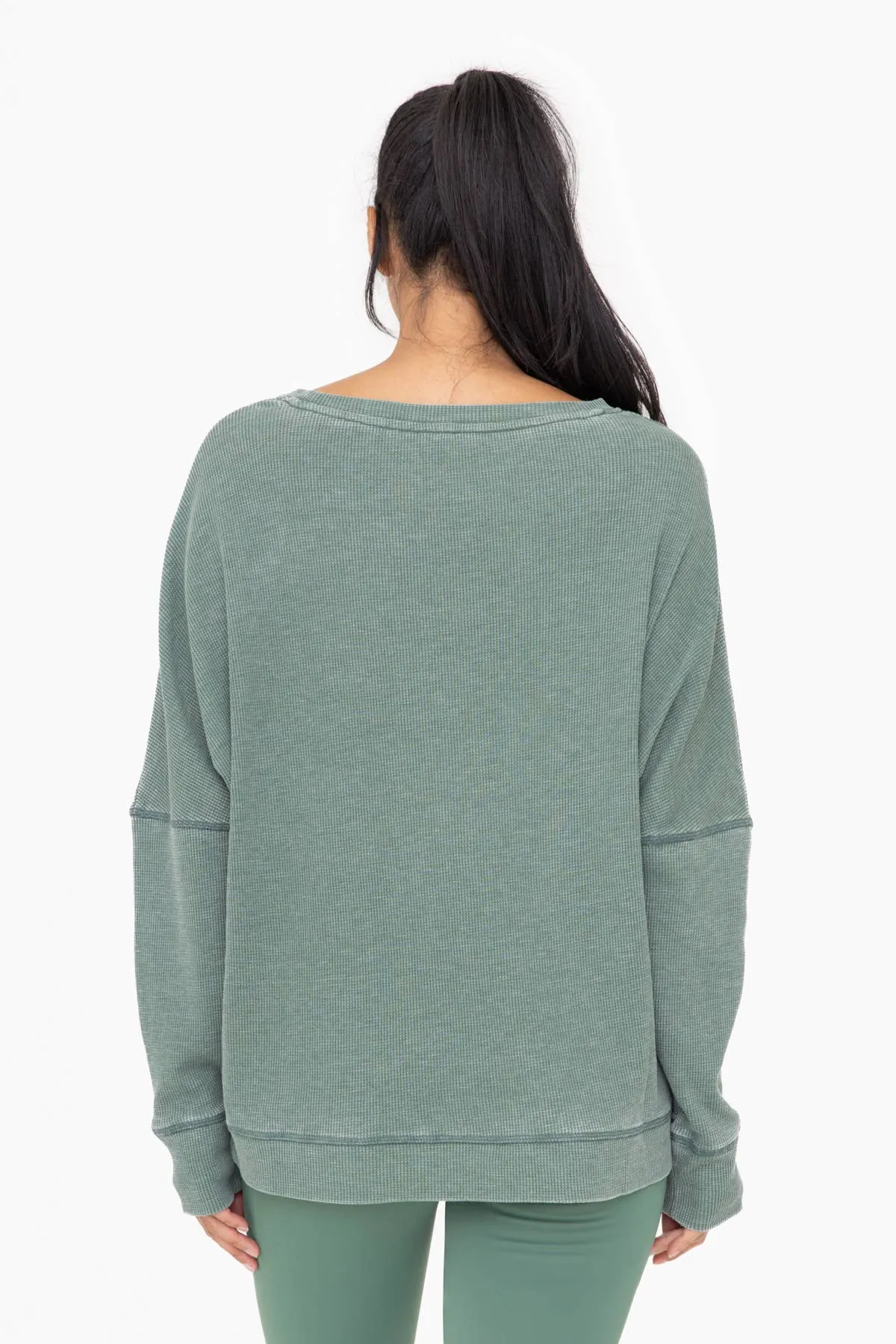 Kaya- Waffle Ribbed Round Neck Pullover