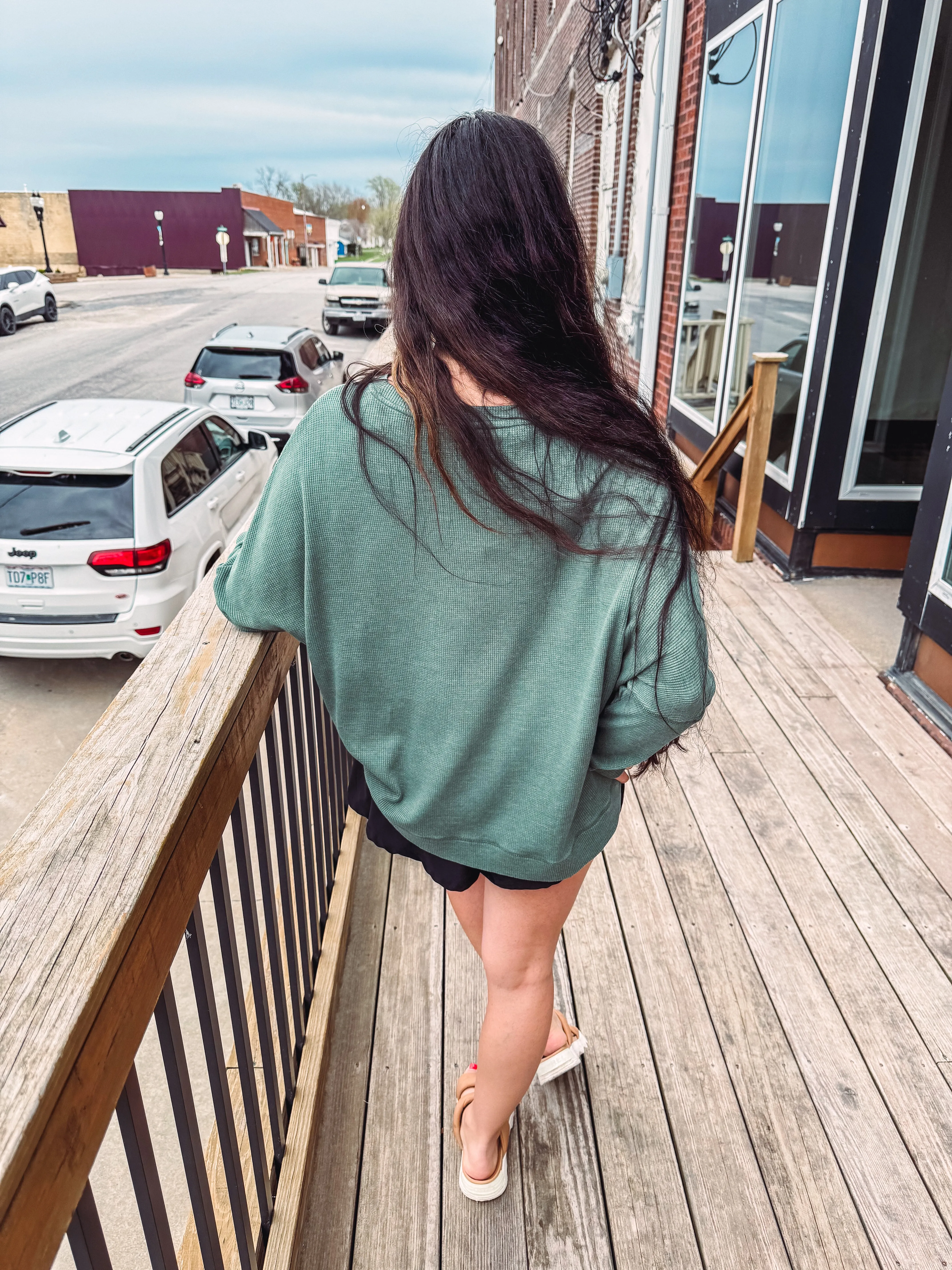 Kaya- Waffle Ribbed Round Neck Pullover