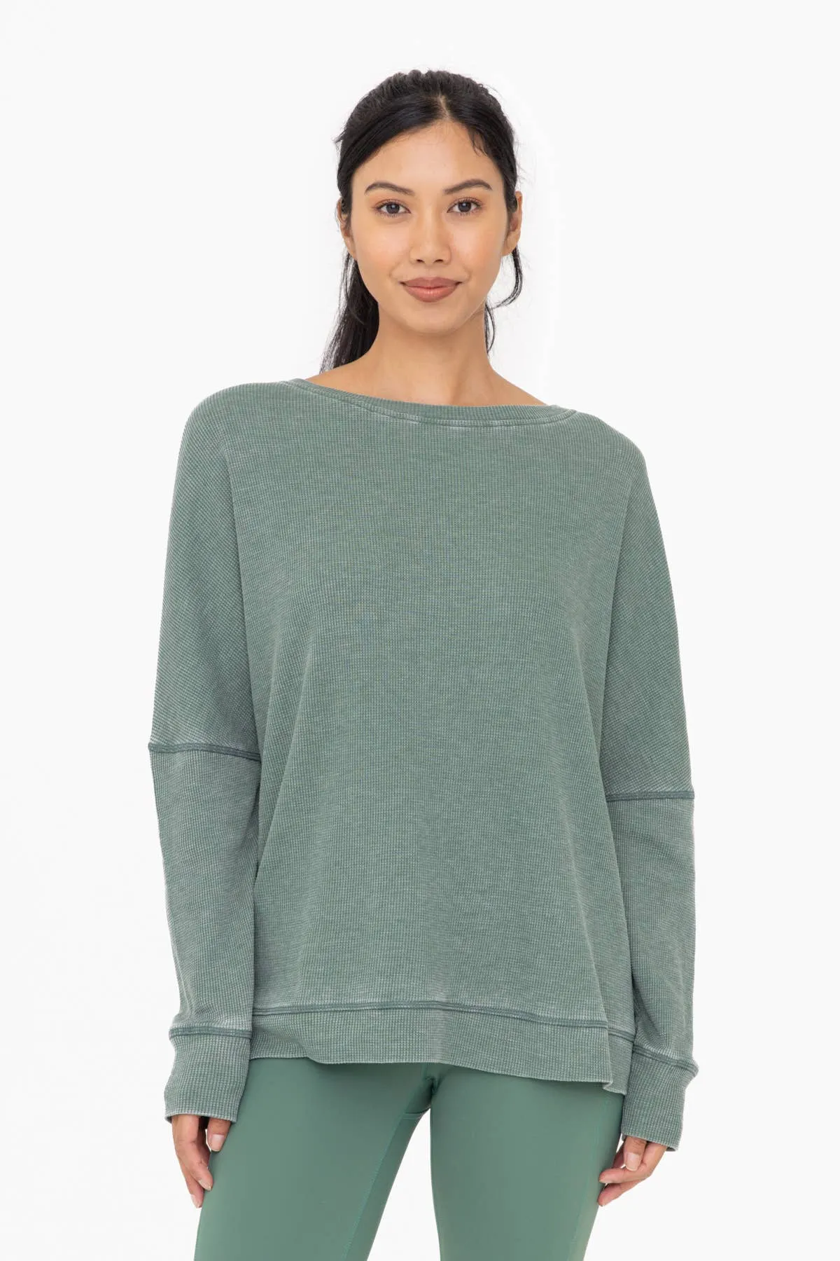 Kaya- Waffle Ribbed Round Neck Pullover