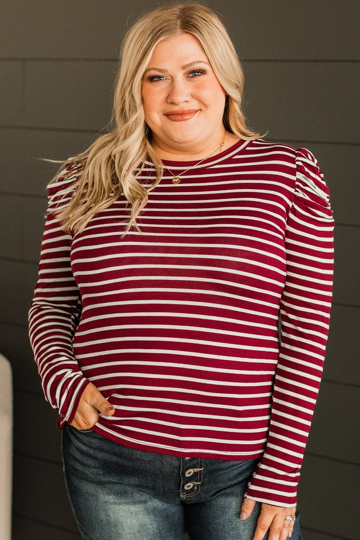Keep Me Grounded Striped Top- Wine