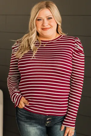 Keep Me Grounded Striped Top- Wine