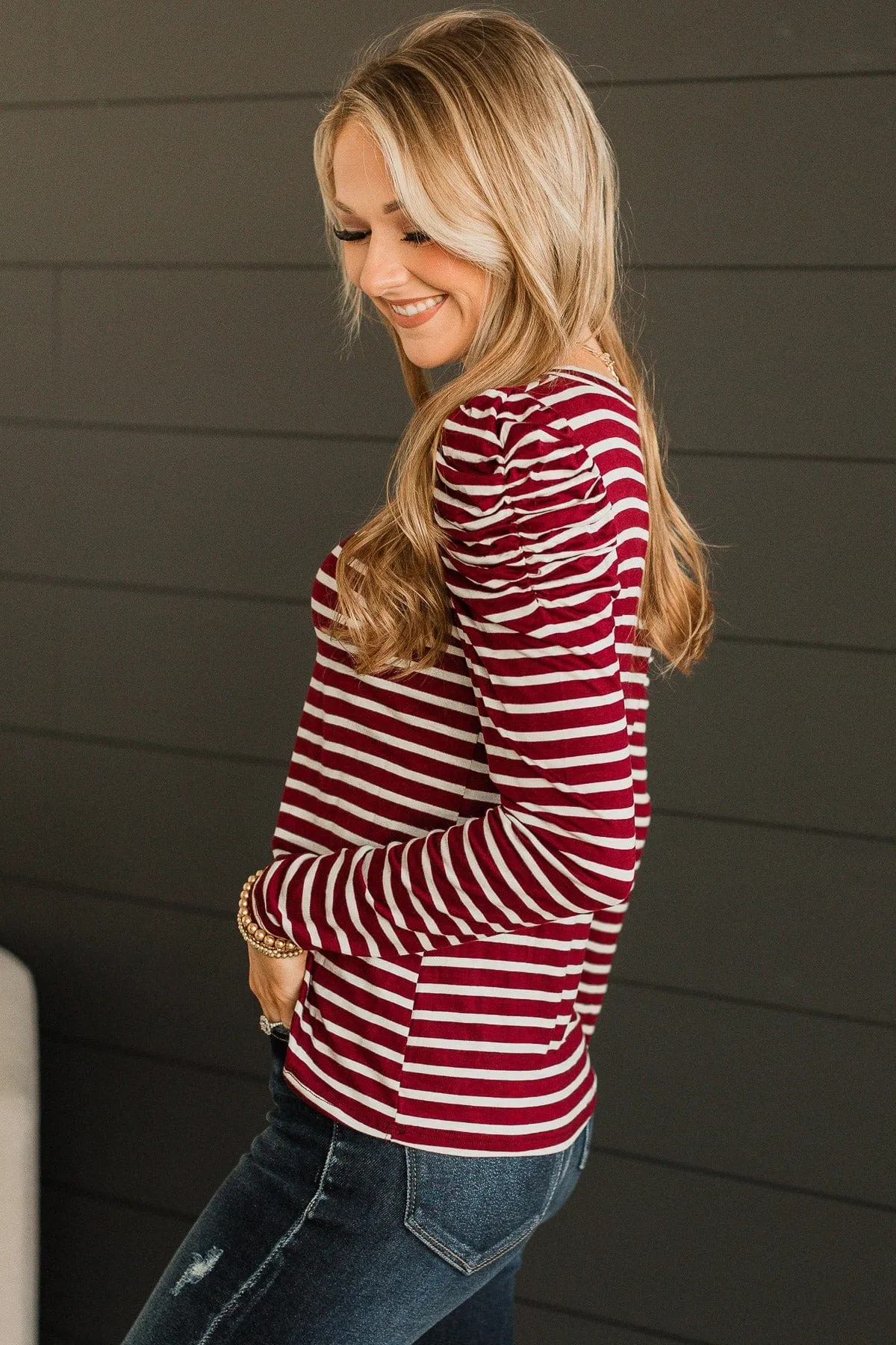 Keep Me Grounded Striped Top- Wine
