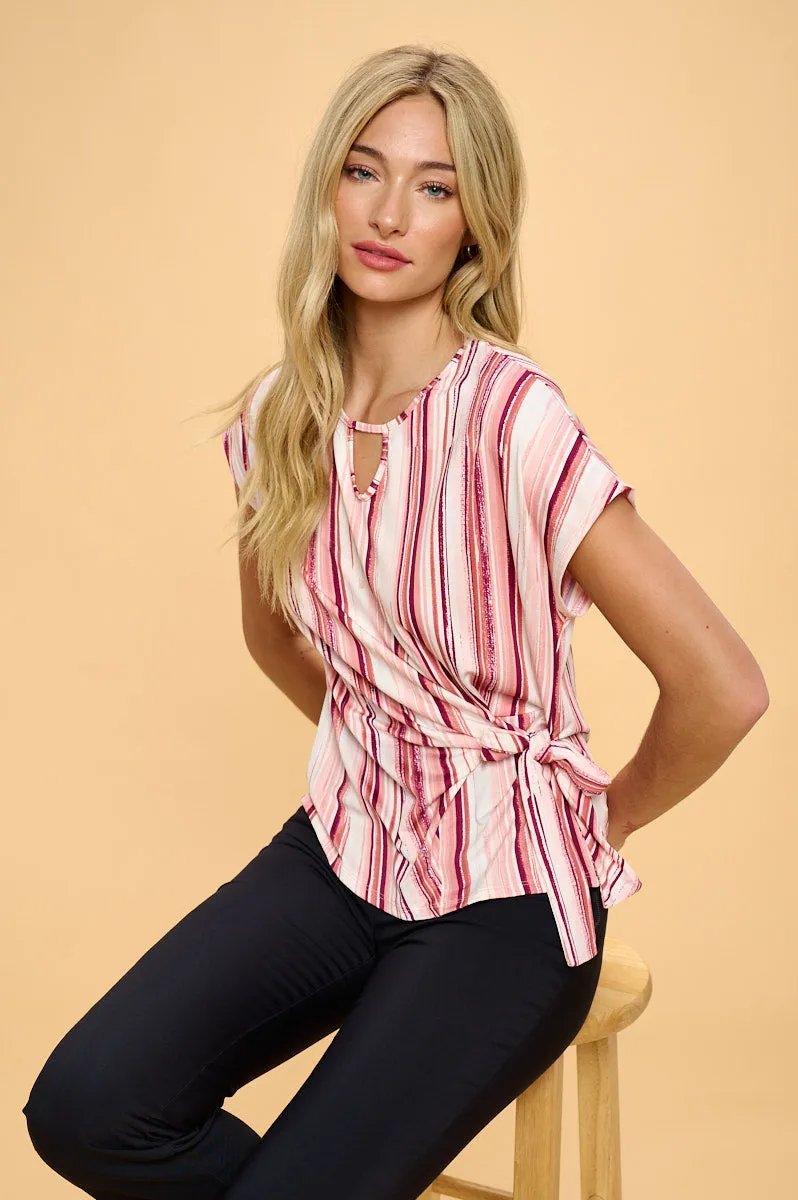 KEYHOLE SIDE TIE DOLMAN TOP