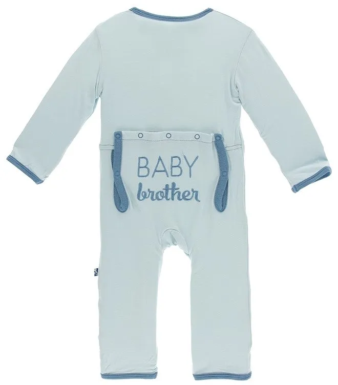 KicKee Pants Applique Coverall with Snaps - Spring Sky Baby Brother