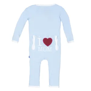 KicKee Pants Applique Coverall with Zipper - Pond I Love Mom