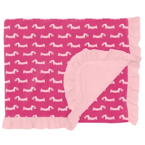KicKee Pants Calypso Pretzel Pup Double Ruffle Print Throw Blanket