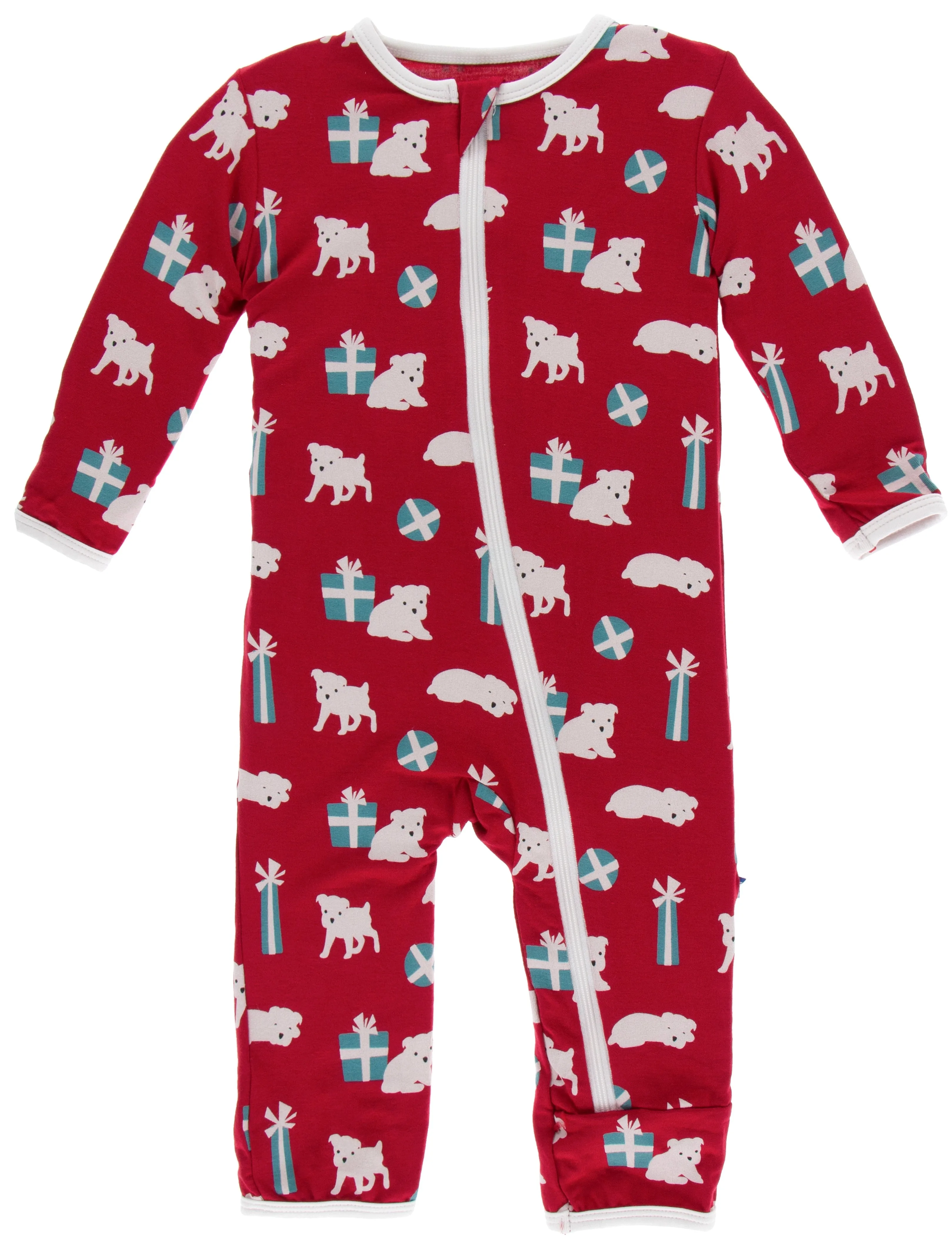KicKee Pants Crimson Puppies and Presents Coverall with Zipper