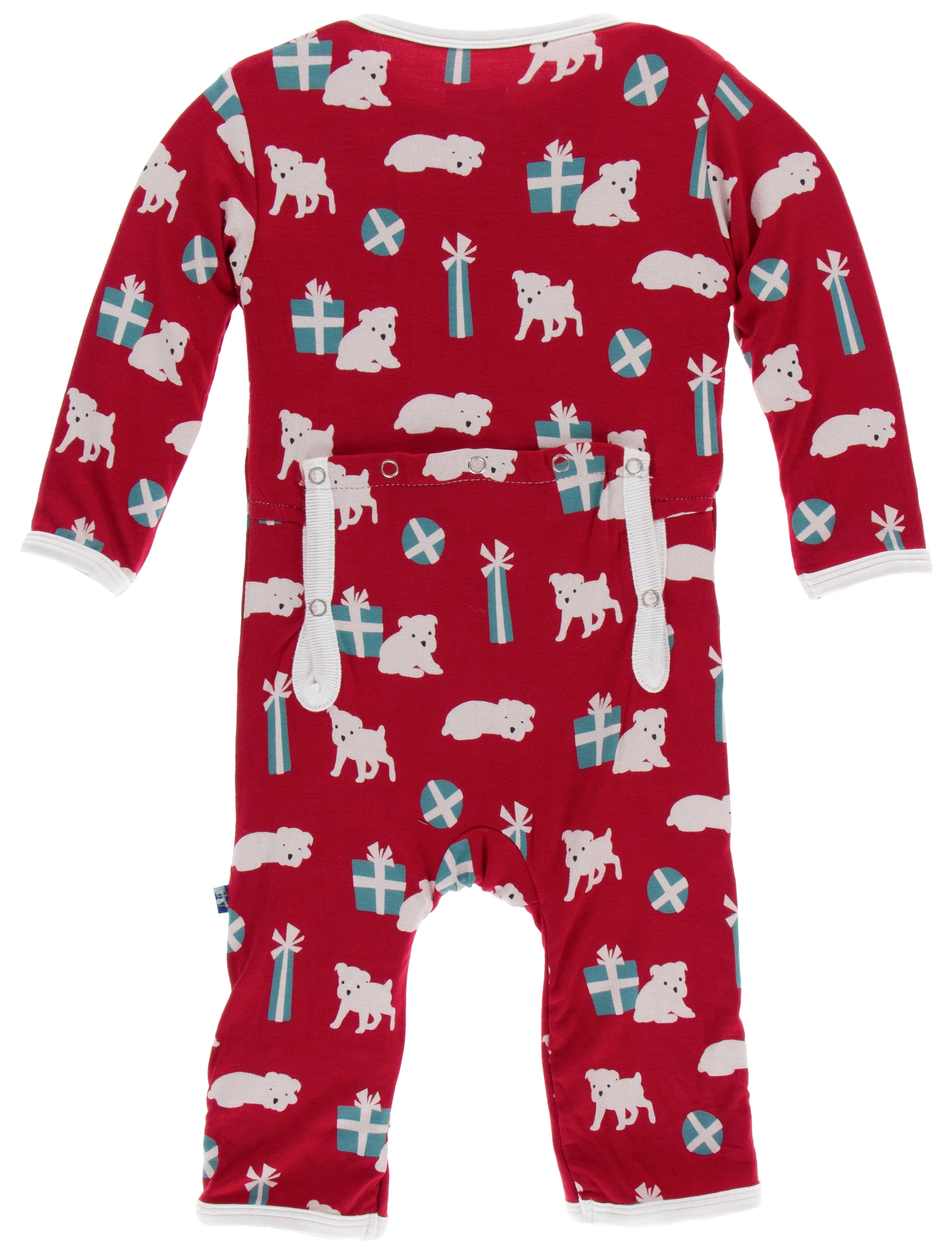 KicKee Pants Crimson Puppies and Presents Coverall with Zipper