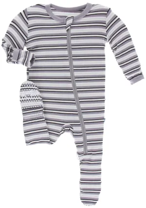 KicKee Pants India Pure Stripe Footie with Zipper