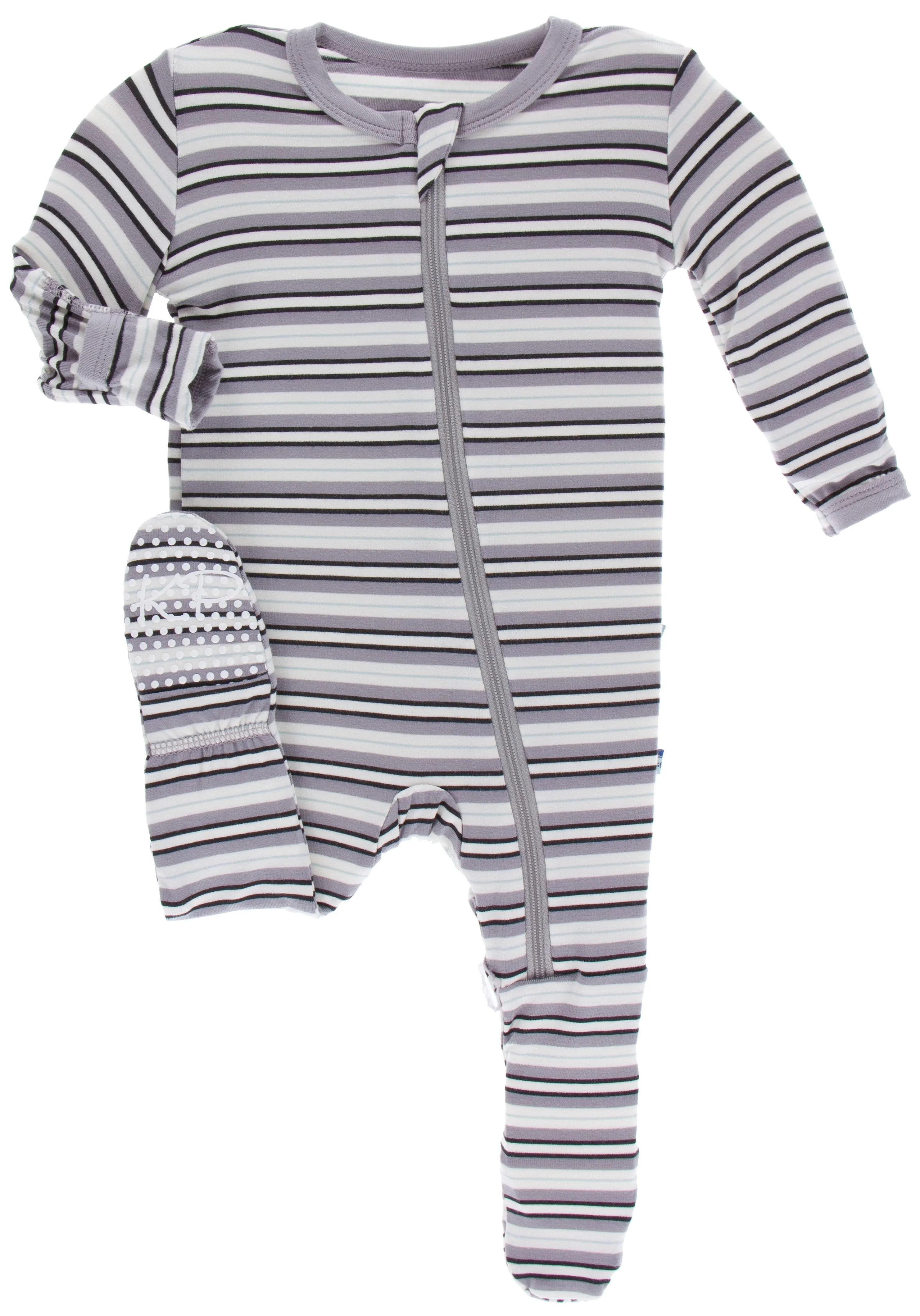 KicKee Pants India Pure Stripe Footie with Zipper