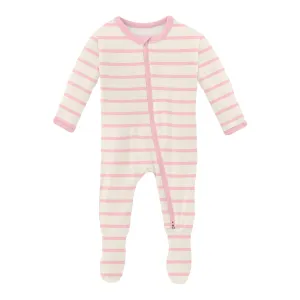 KicKee Pants Lotus Sweet Stripe Footie with 2 Way Zipper