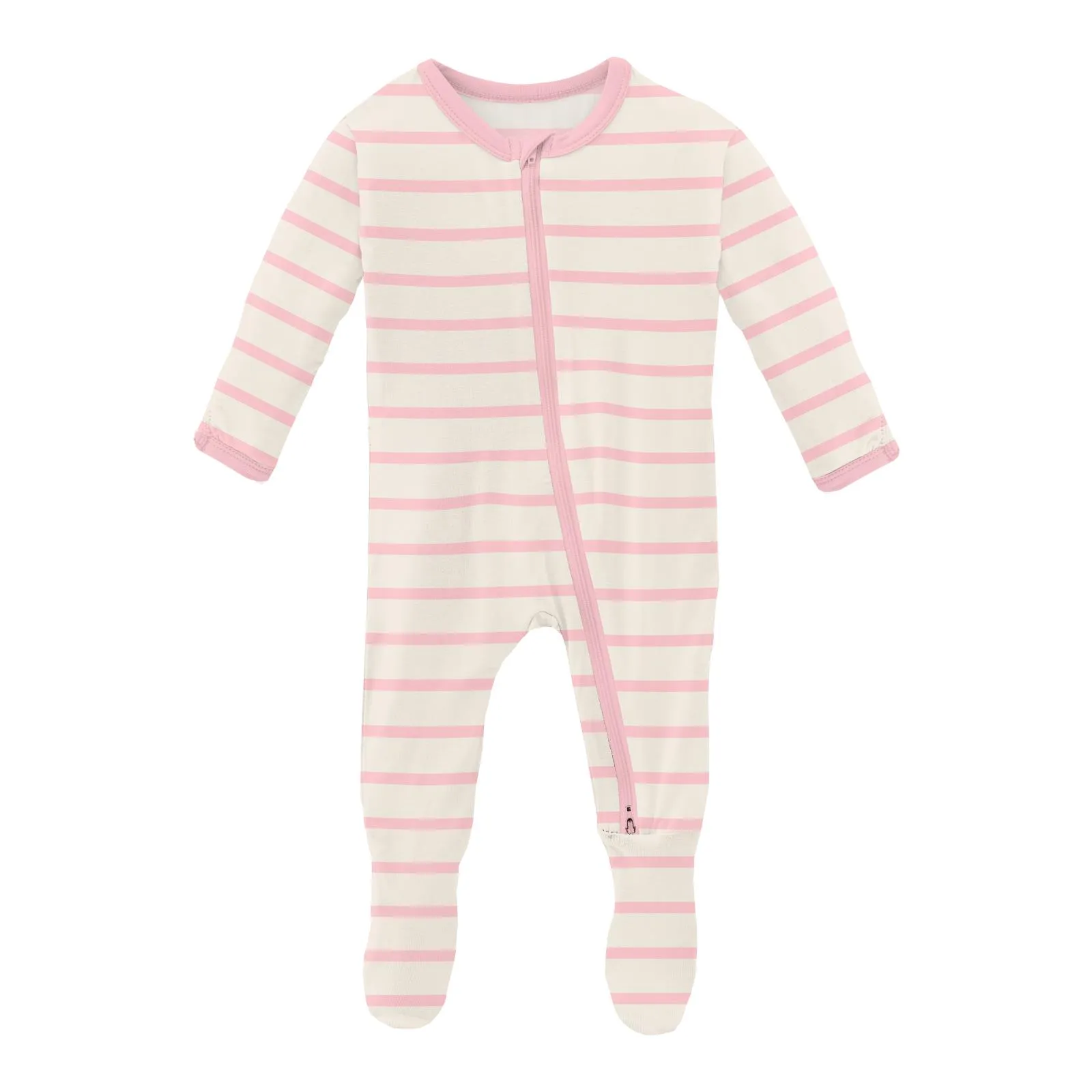 KicKee Pants Lotus Sweet Stripe Footie with 2 Way Zipper