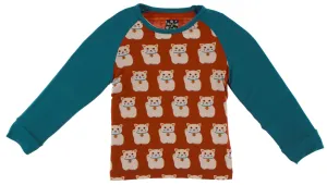 KicKee Pants Lucky Cat Fitted Raglan Tee