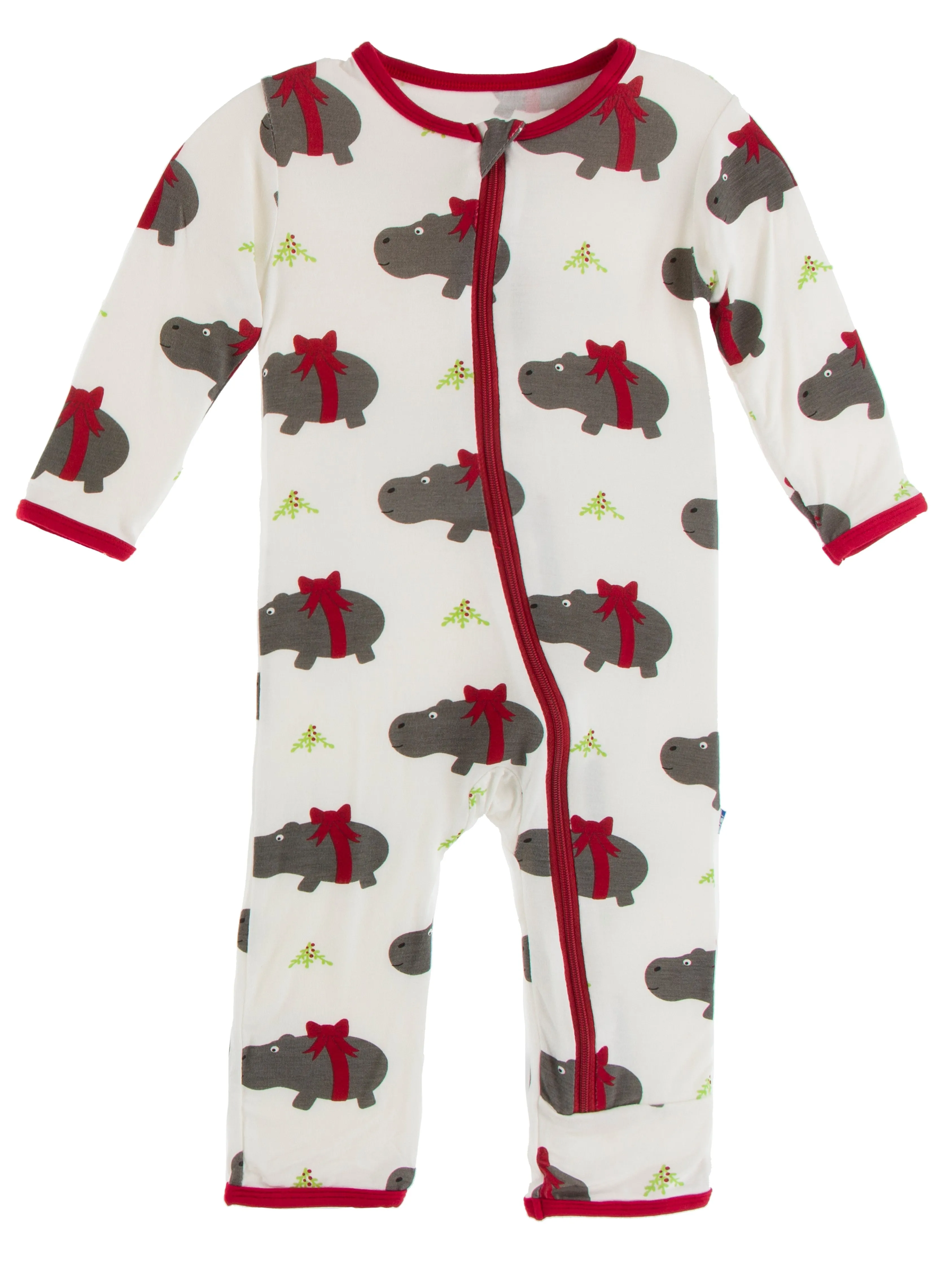 KicKee Pants Natural Christmas Hippo Coverall with Zipper