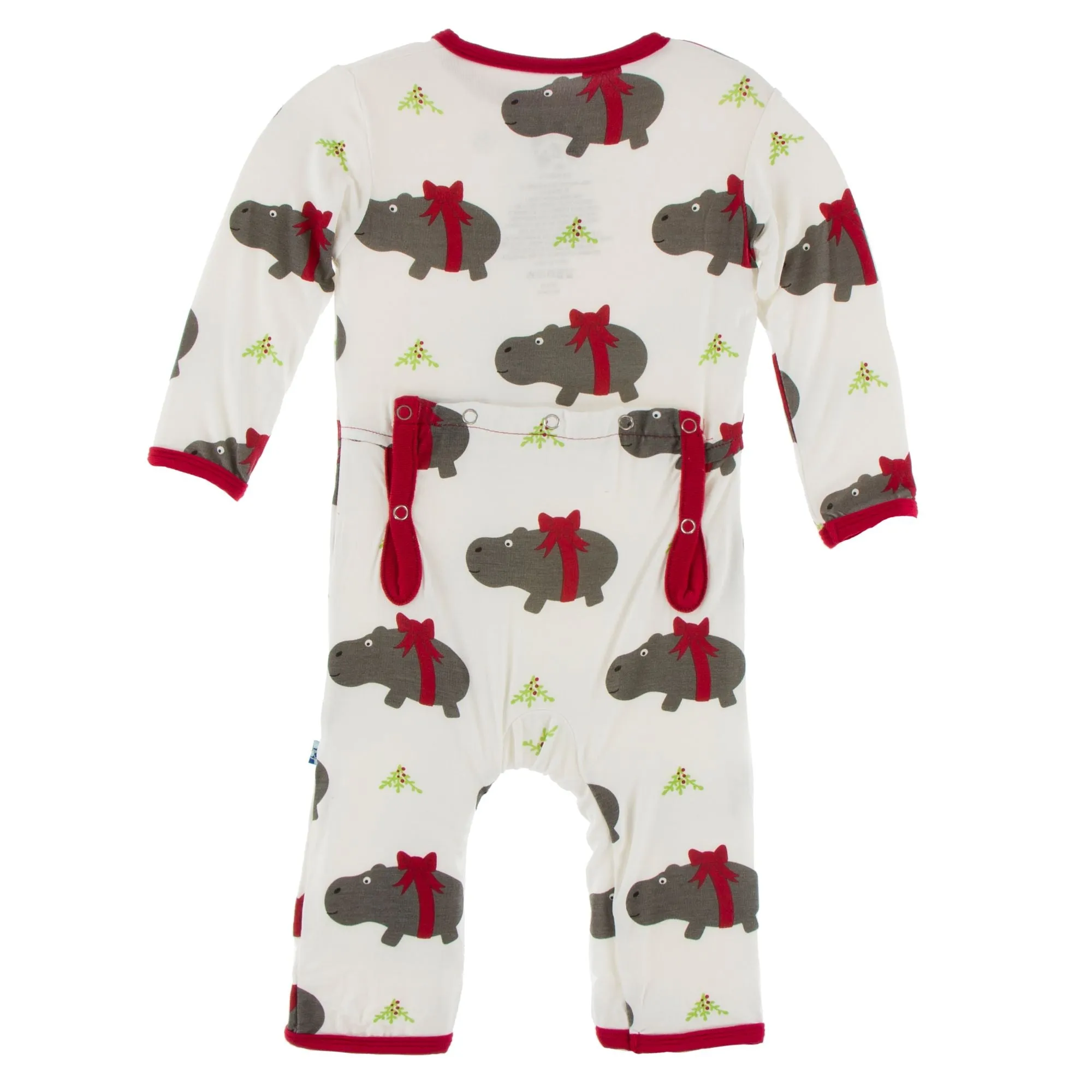 KicKee Pants Natural Christmas Hippo Coverall with Zipper