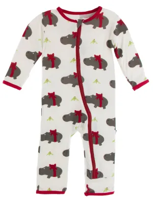 KicKee Pants Natural Christmas Hippo Coverall with Zipper