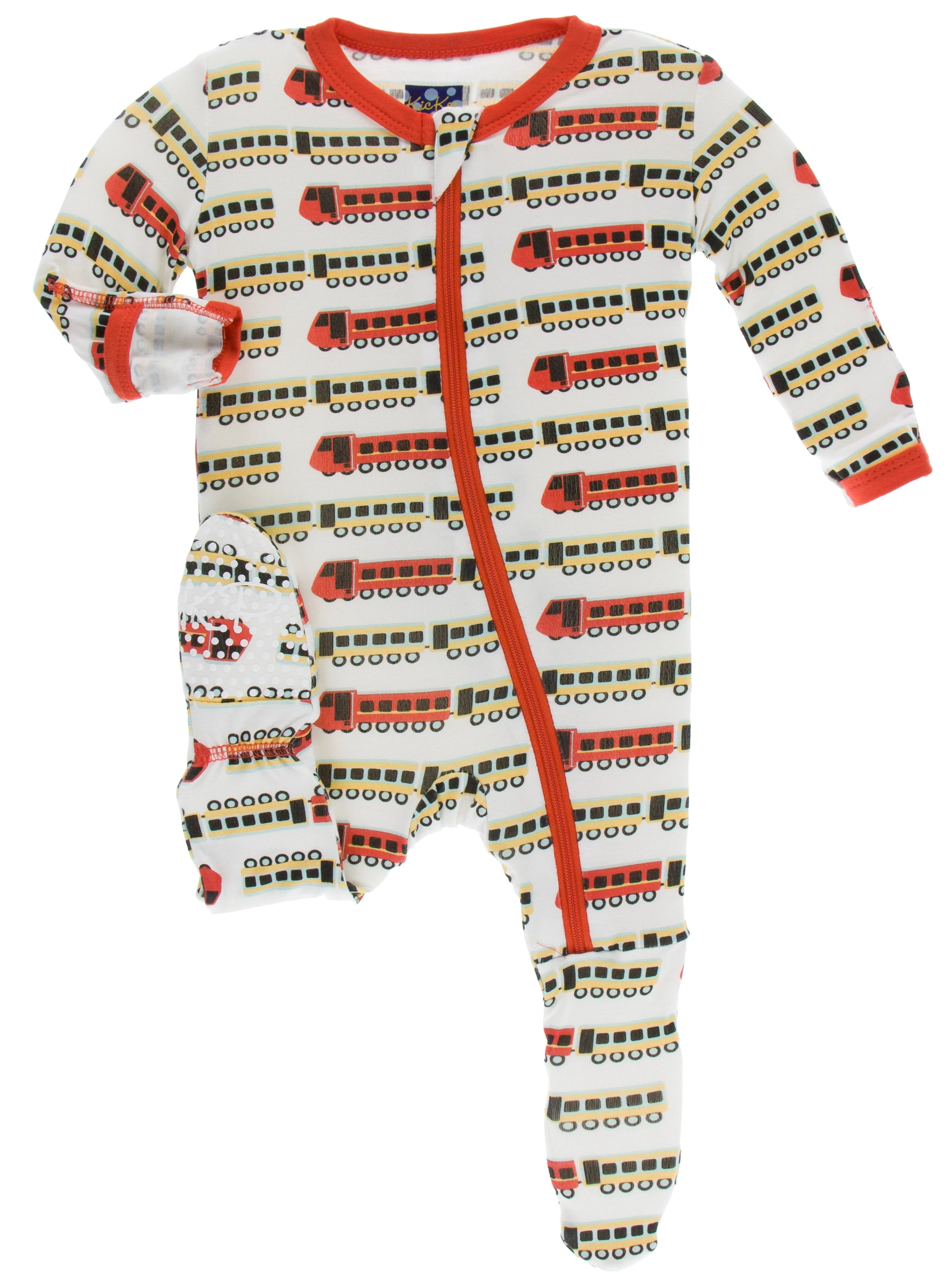 KicKee Pants Natural Indian Train Footie with Zipper