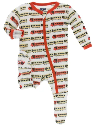 KicKee Pants Natural Indian Train Footie with Zipper