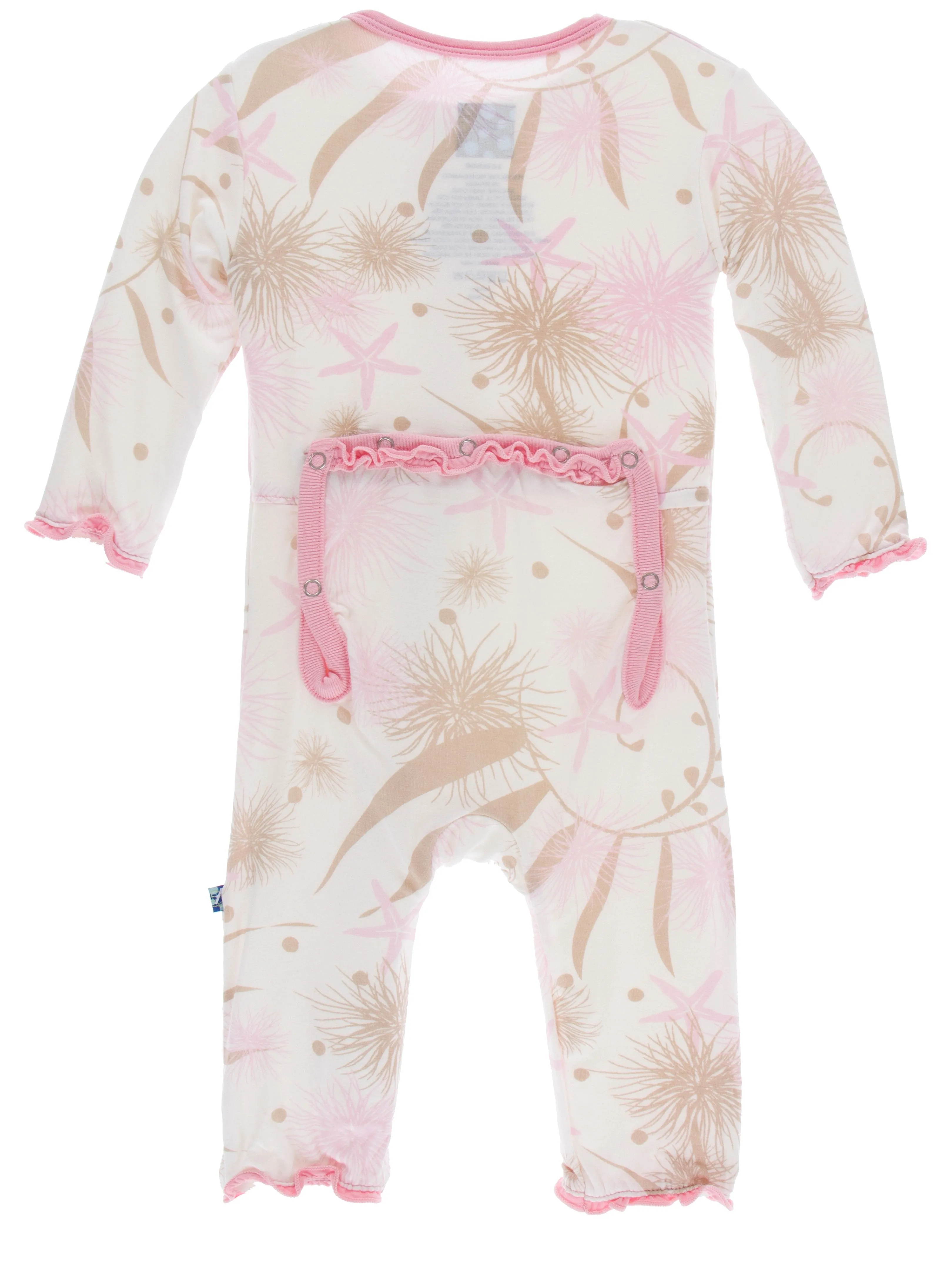 KicKee Pants Natural Sea Garden Muffin Ruffle Coverall with Zipper