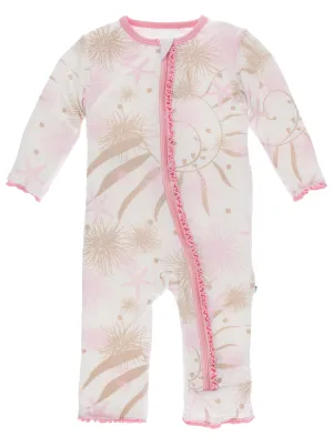 KicKee Pants Natural Sea Garden Muffin Ruffle Coverall with Zipper