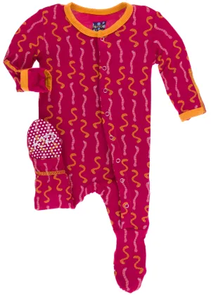 KicKee Pants Rhododendron Worms Footie with Snaps