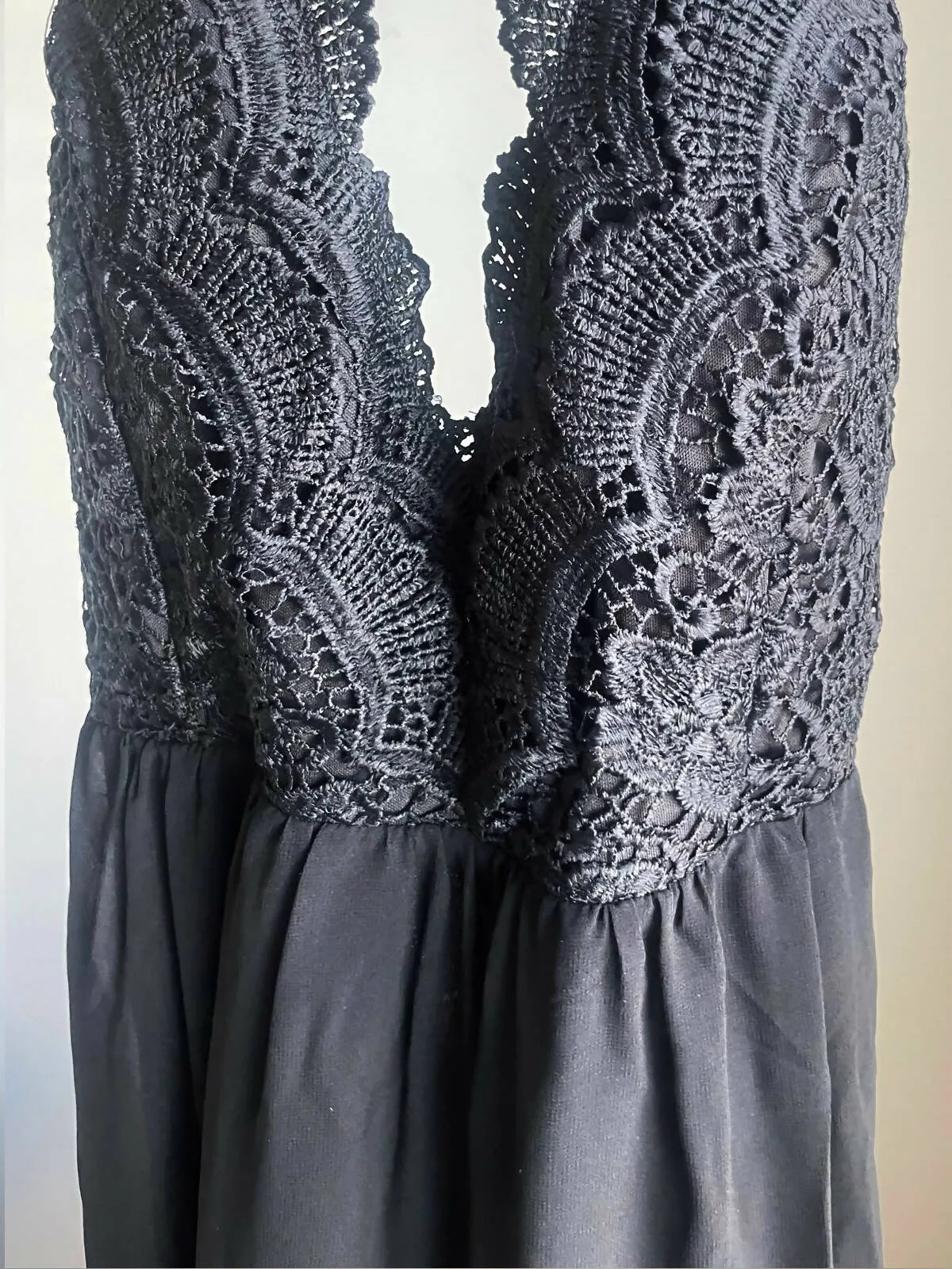 Lace front flowy black dress