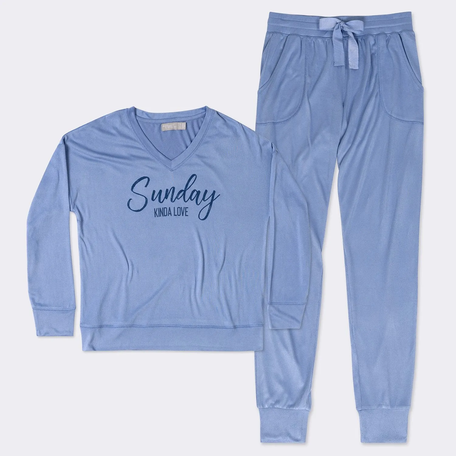 Ladies' 2-PC Blue Super Soft Pajama Set