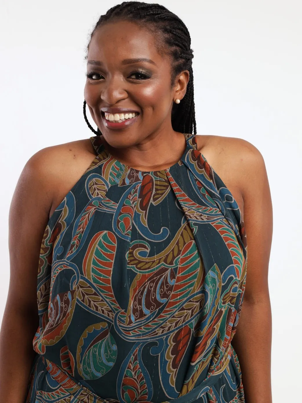 Ladies Printed Halter Dress
