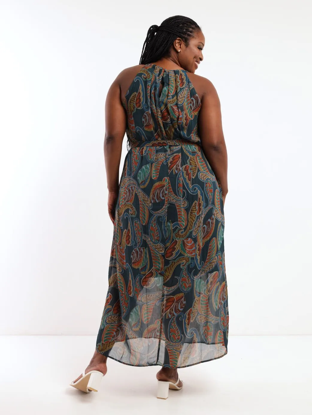 Ladies Printed Halter Dress