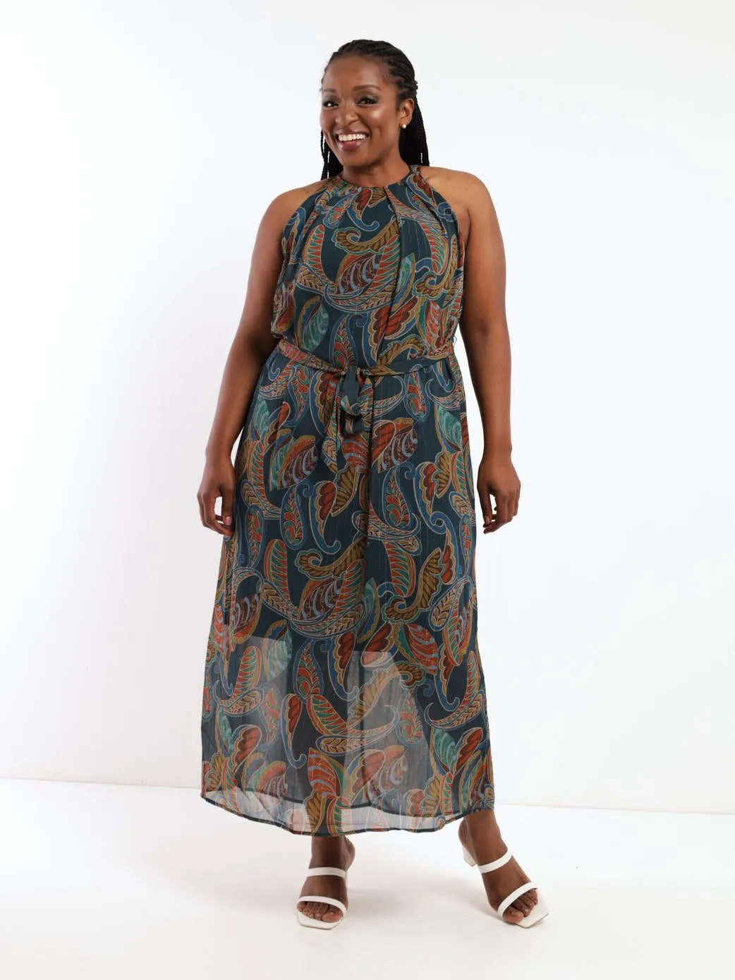 Ladies Printed Halter Dress