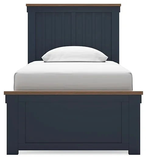 Landocken Twin Panel Bed with Mirrored Dresser and Nightstand