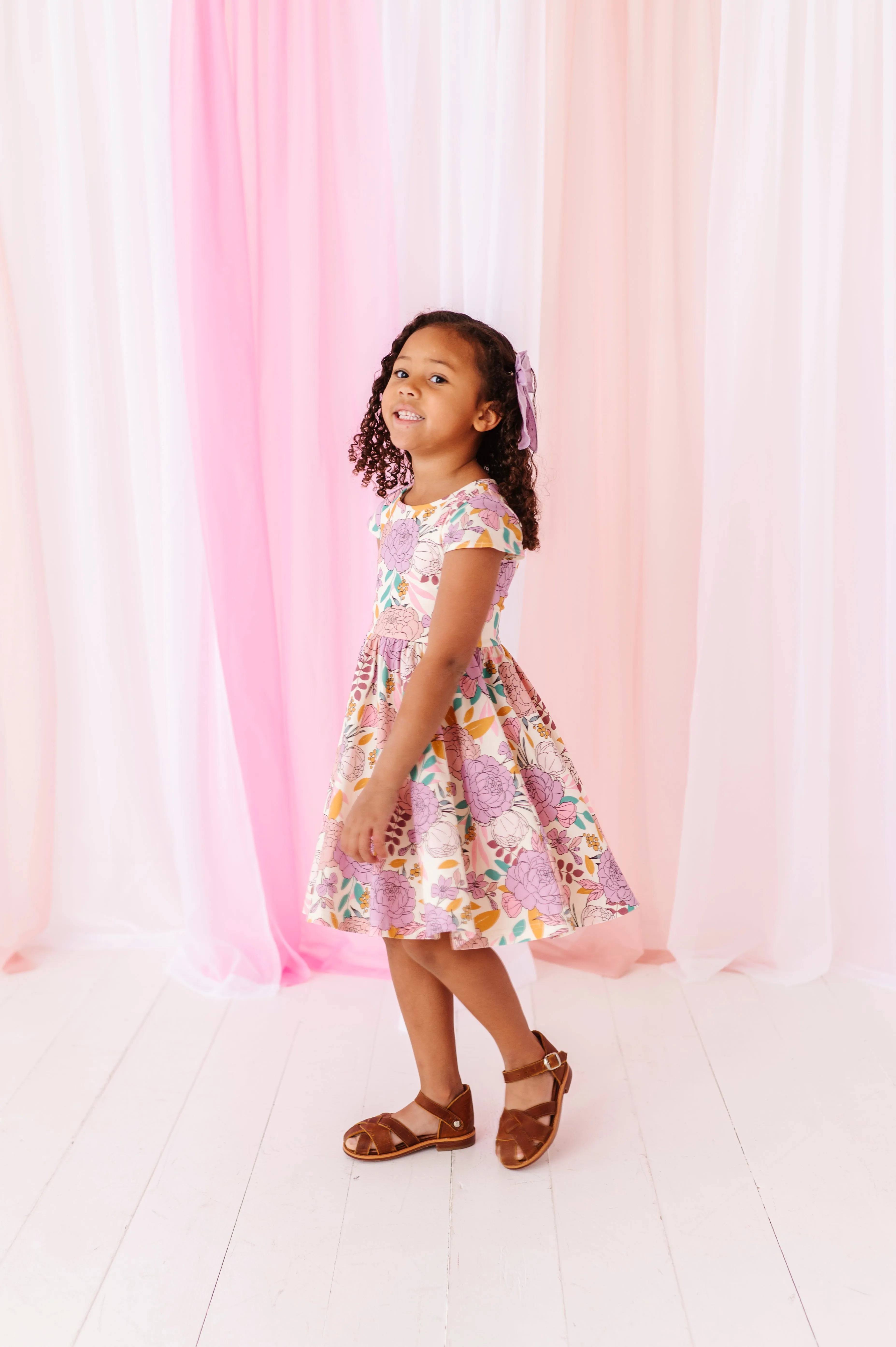 Lavender Floral | Heart Back Dress