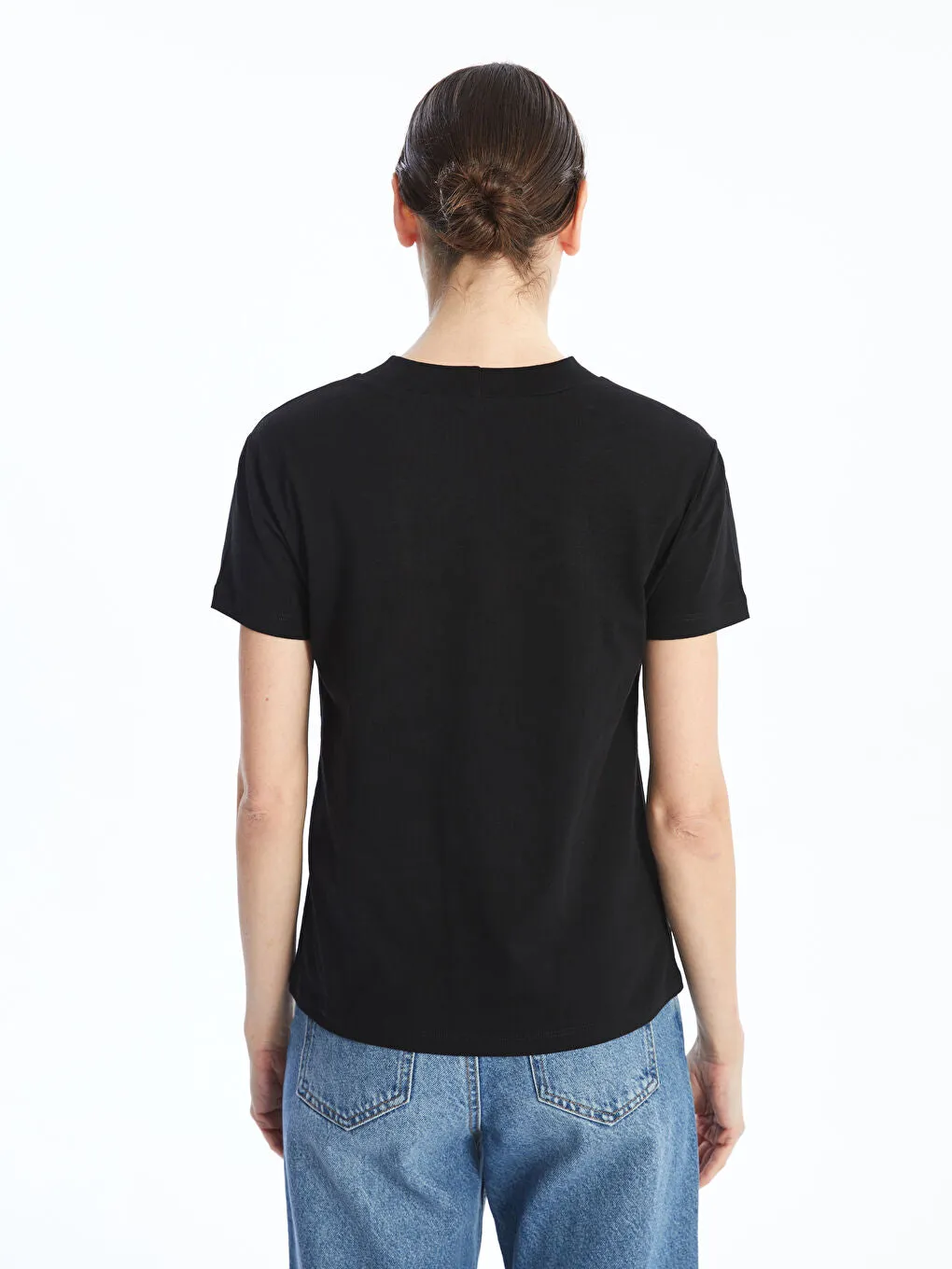 LCWAIKIKI Classic Ecru Stand Collar Women T-Shirt