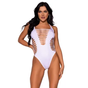 LEG AVENUE - BODY THONG RACERBACK WHITE