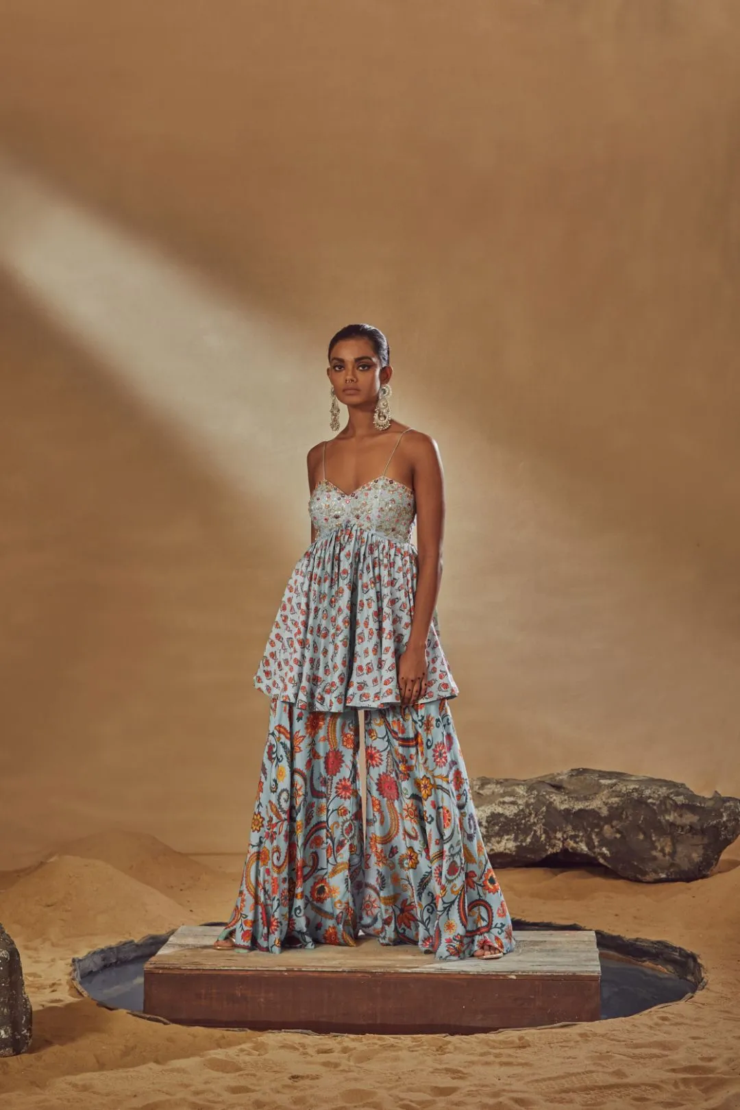 Light Blue Sharara Set