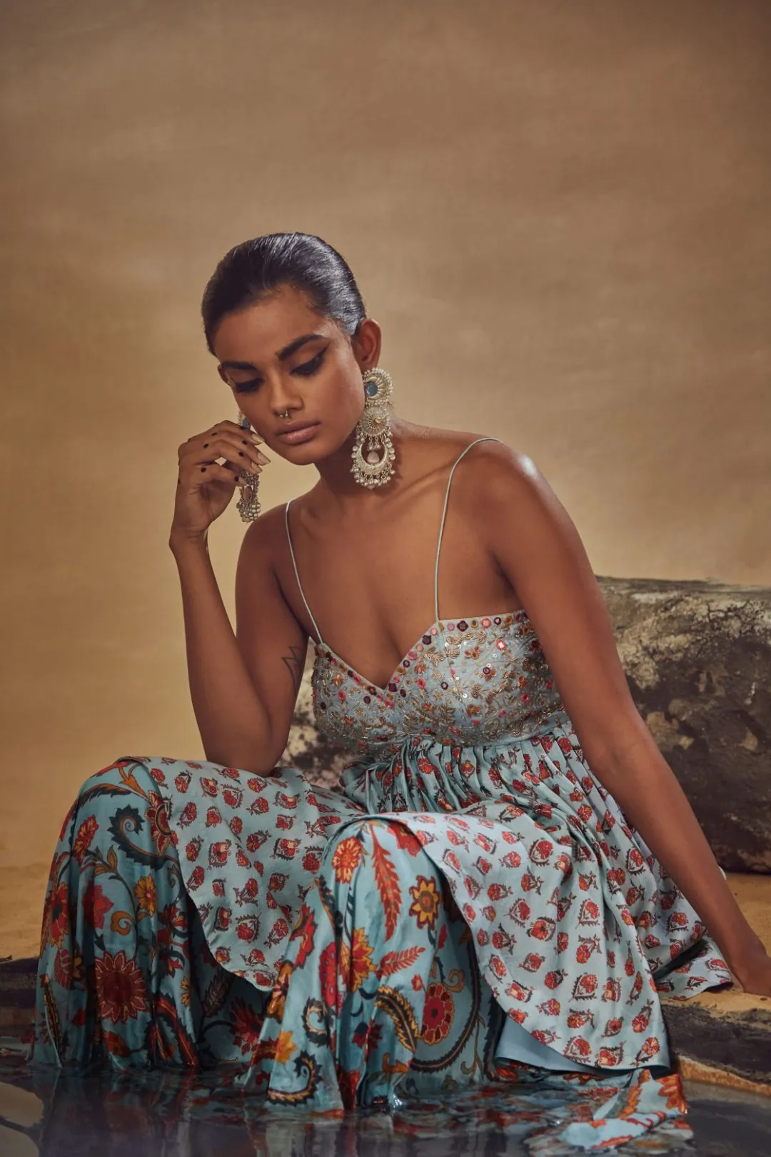 Light Blue Sharara Set