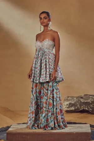 Light Blue Sharara Set